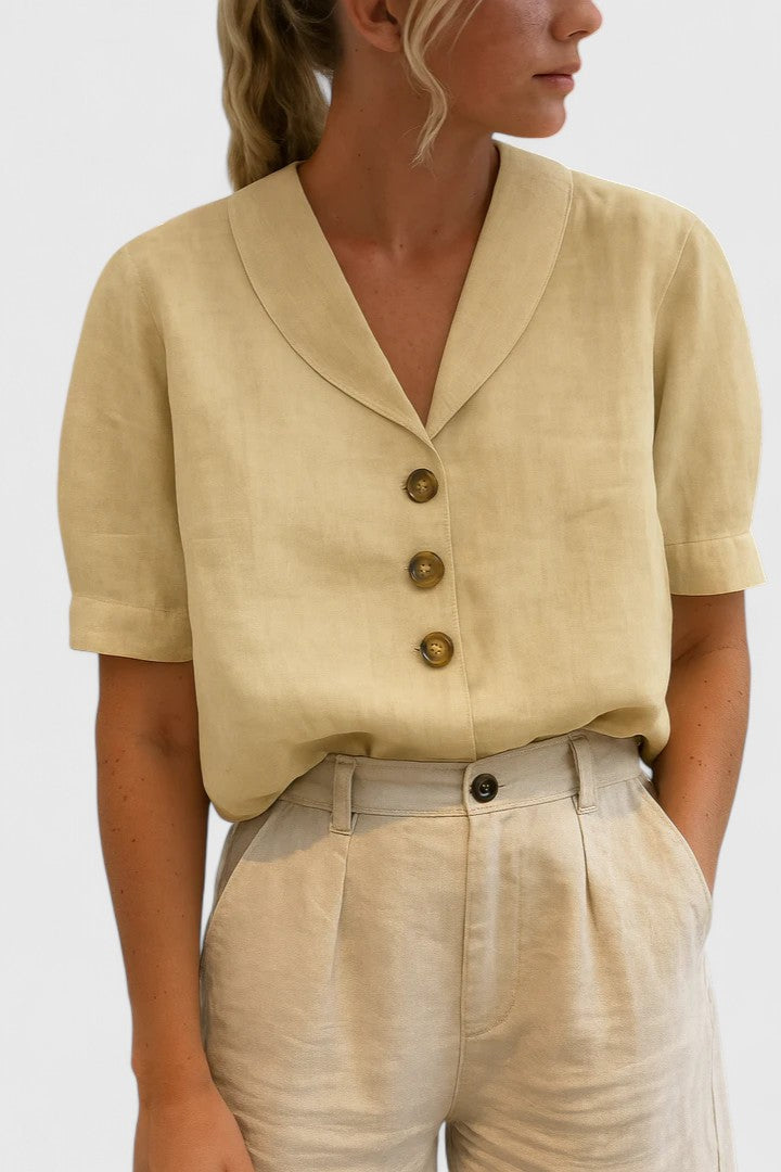 Elegant women's button-front blouse in classic color, perfect for office or chic casual wear.
