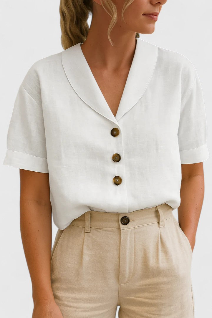 Sophisticated women's button-front blouse. A chic & elegant top, versatile for casual wear or office.