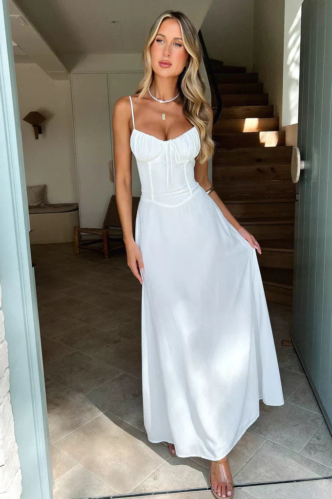 Beautiful women's elegant maxi dress, corset sweetheart style. Perfect for summer weddings & special occasions.