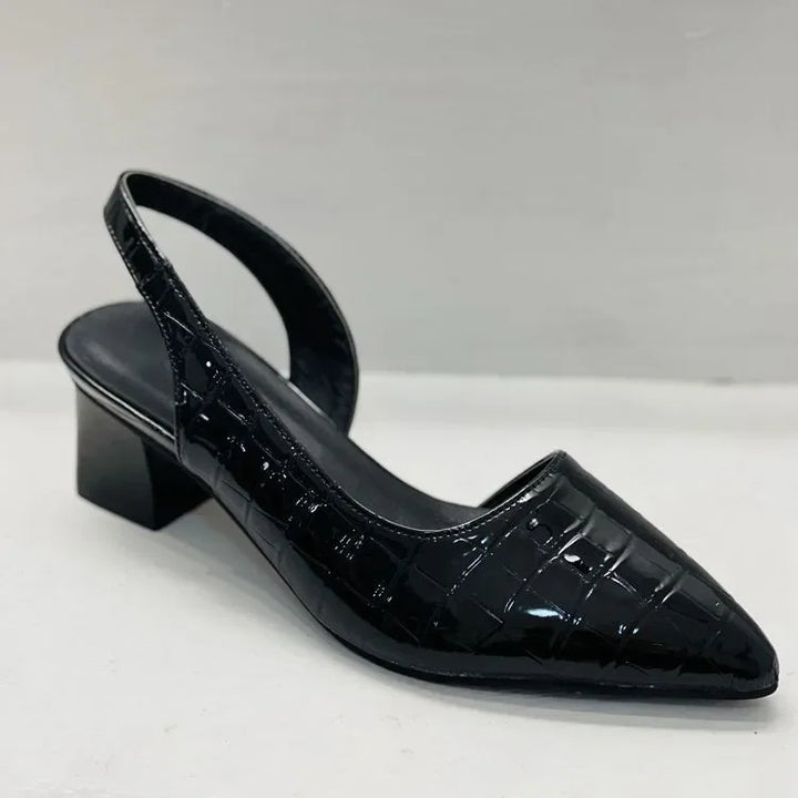 Chic women's croco print slingback heels. Versatile elegant footwear for work, parties & special occasions.
