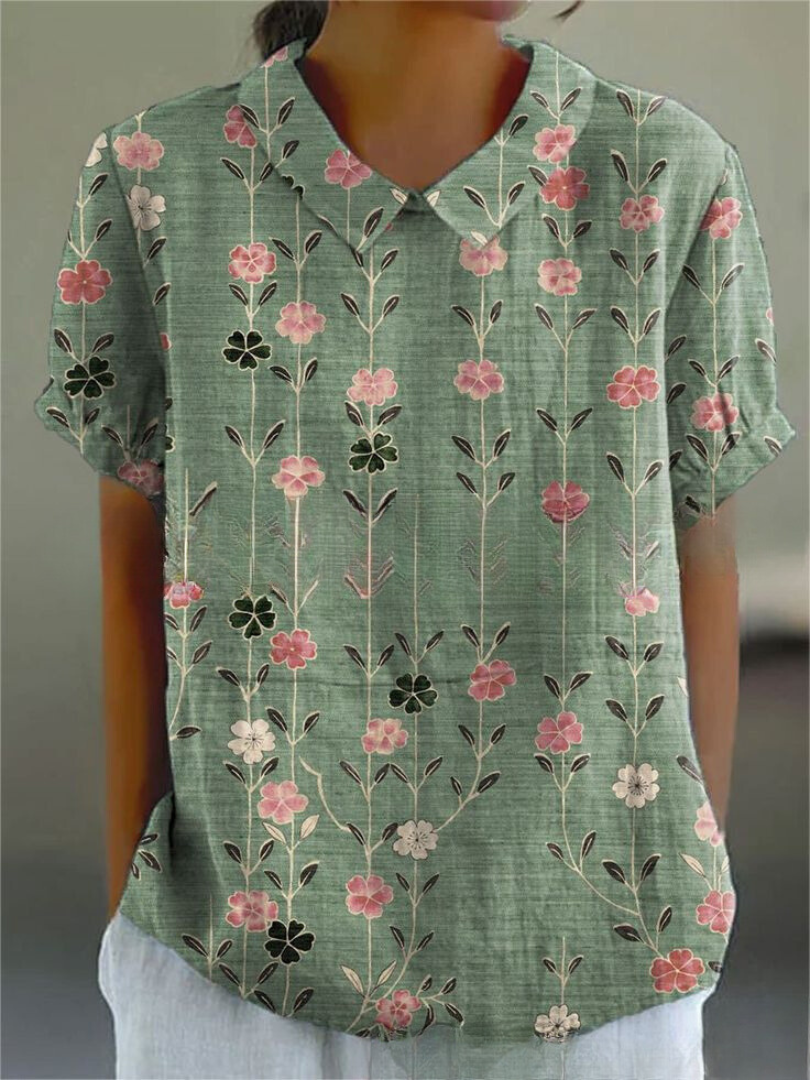 Everyday women's floral print blouse, an elegant top for effortless style in spring and summer fashion.