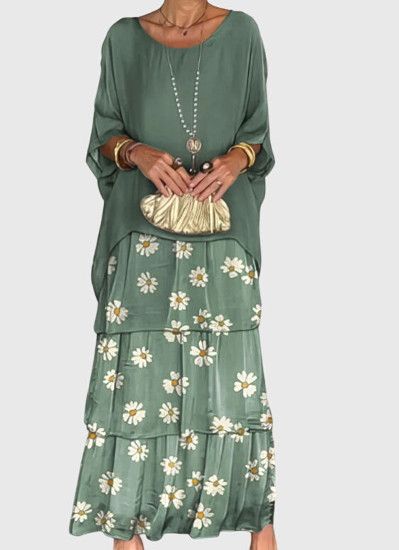 Women's formal wear maxi dress, relaxed fit, button-up, flowing design for elegant special occasions.