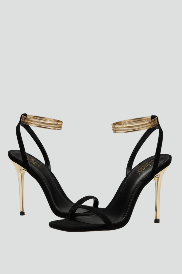 Elegant women's high heel sandals with an adjustable ankle strap, perfect for evening wear & parties.