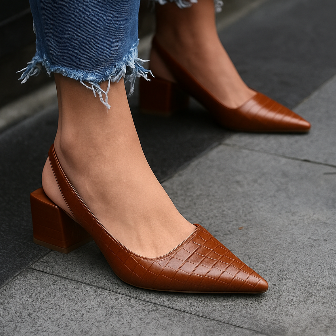 Fashionable women's orthopedic heels. Formal loafers with supportive design for comfortable all-day walking.