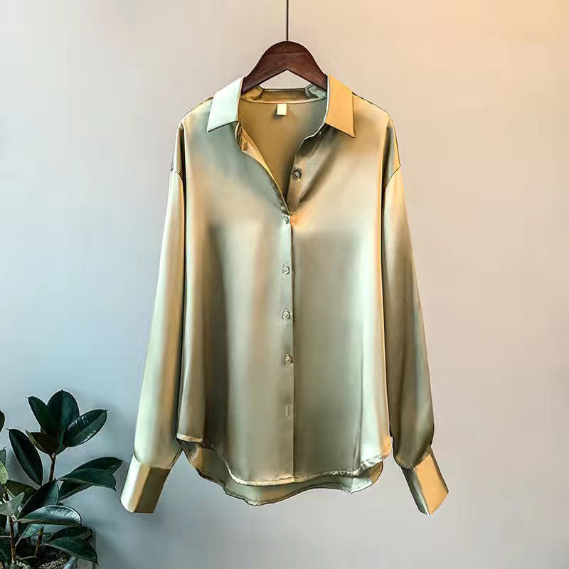 Sophisticated women's long sleeve shirt with elegant ruffles, a versatile button-up top for chic apparel & work.