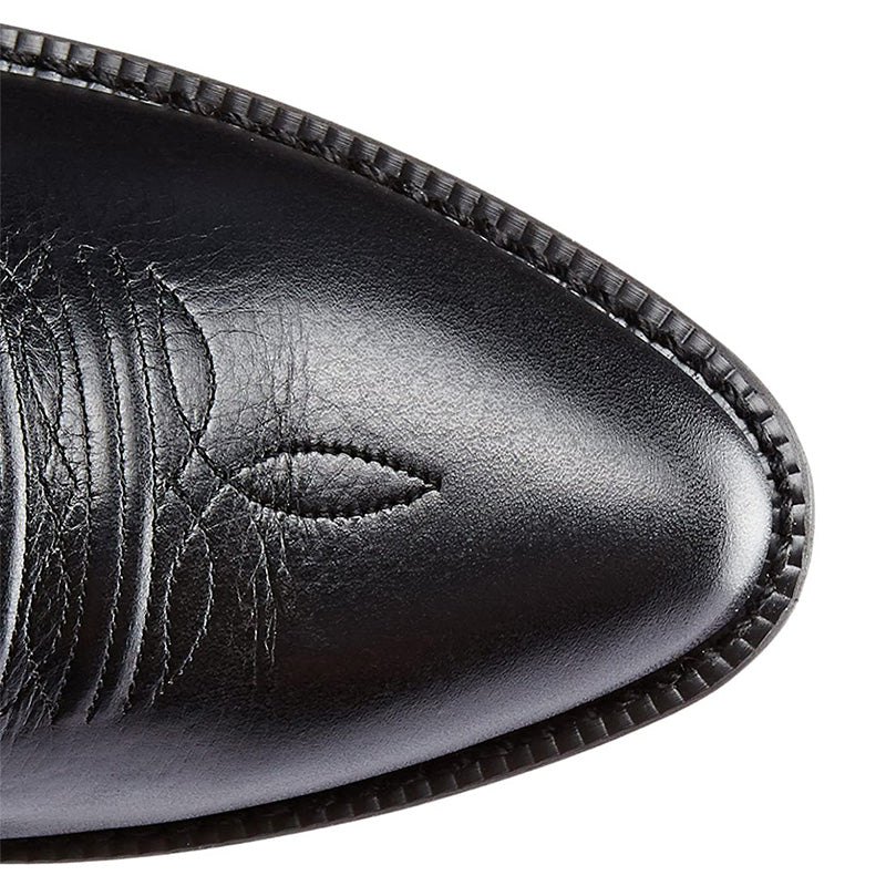 Elegante Cowboy-Stiefel aus hochwertigem Leder mit spitzen Zehenkappen, markanten Nähten; ideal für verschiedene Anlässe.