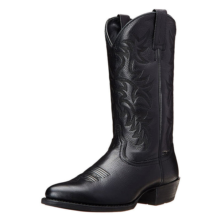 Elegante Cowboy-Stiefel aus hochwertigem Leder mit spitzen Zehenkappen, markanten Nähten; ideal für verschiedene Anlässe.