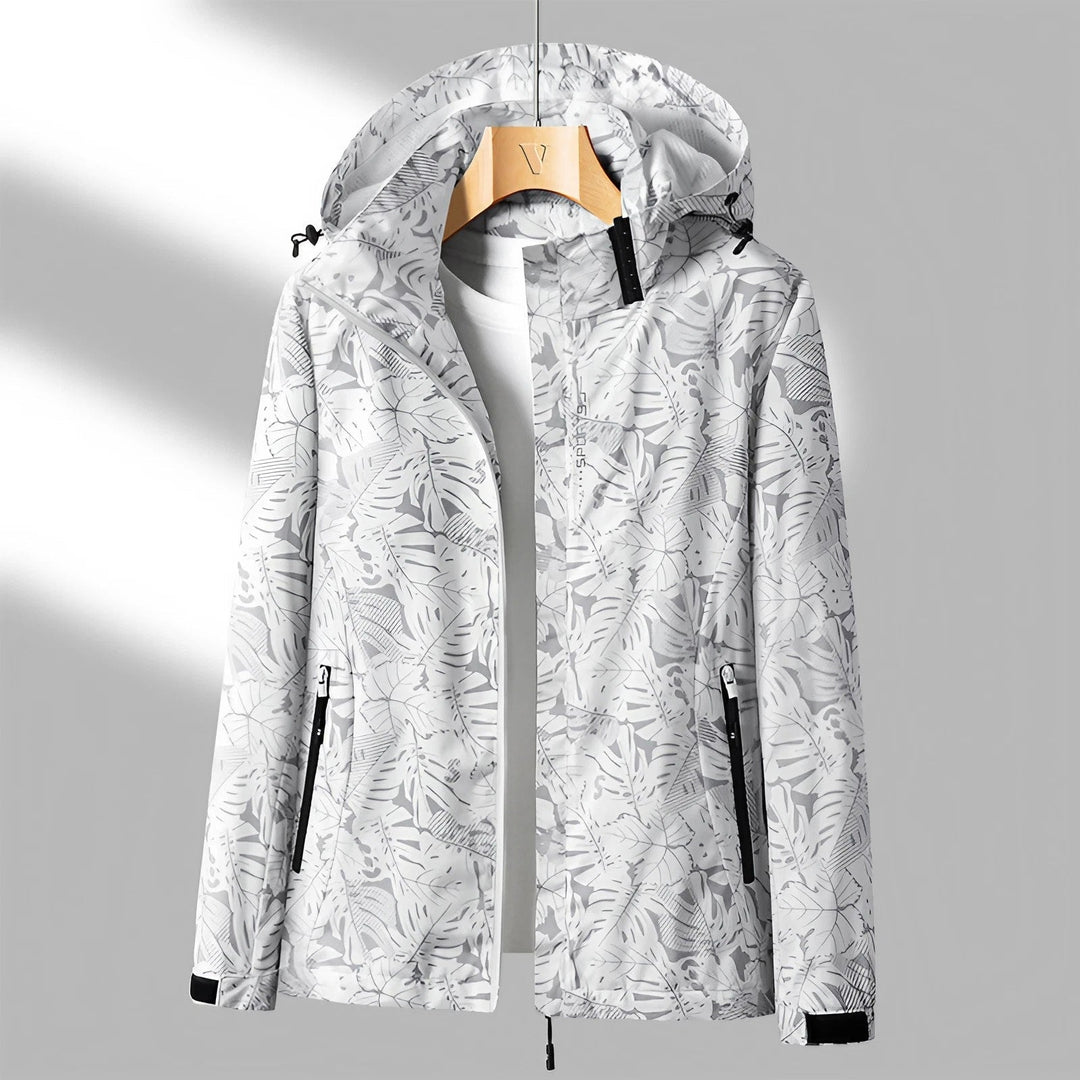 Elegante Damen Kapuzenjacke, wasserdicht, winddicht, modernes Design, ideal für Regenwetter, stilvolle Outdoor-Mode.