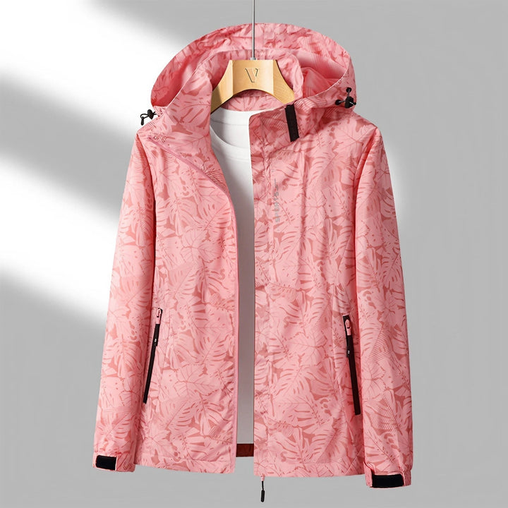 Elegante Damen Kapuzenjacke, wasserdicht, winddicht, modernes Design, ideal für Regenwetter, stilvolle Outdoor-Mode.