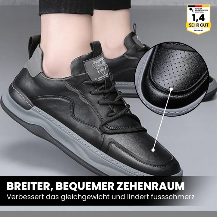 "Elegante ergonomische Lederschuhe für Damen, schwarz, mit flexibler Sohle und atmungsaktivem Design zur Förderung der Fußges