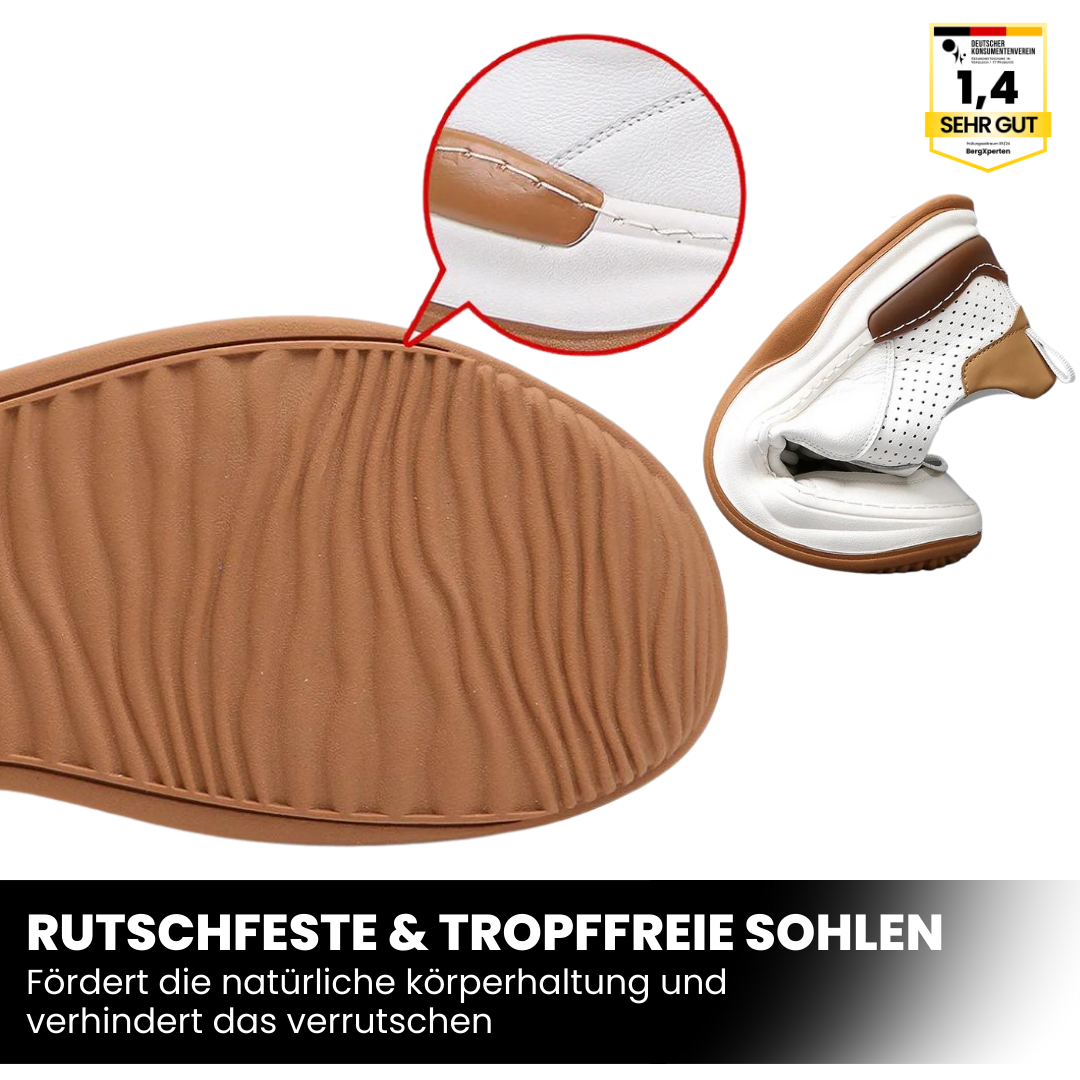 "Elegante ergonomische Lederschuhe für Damen, schwarz, mit flexibler Sohle und atmungsaktivem Design zur Förderung der Fußges