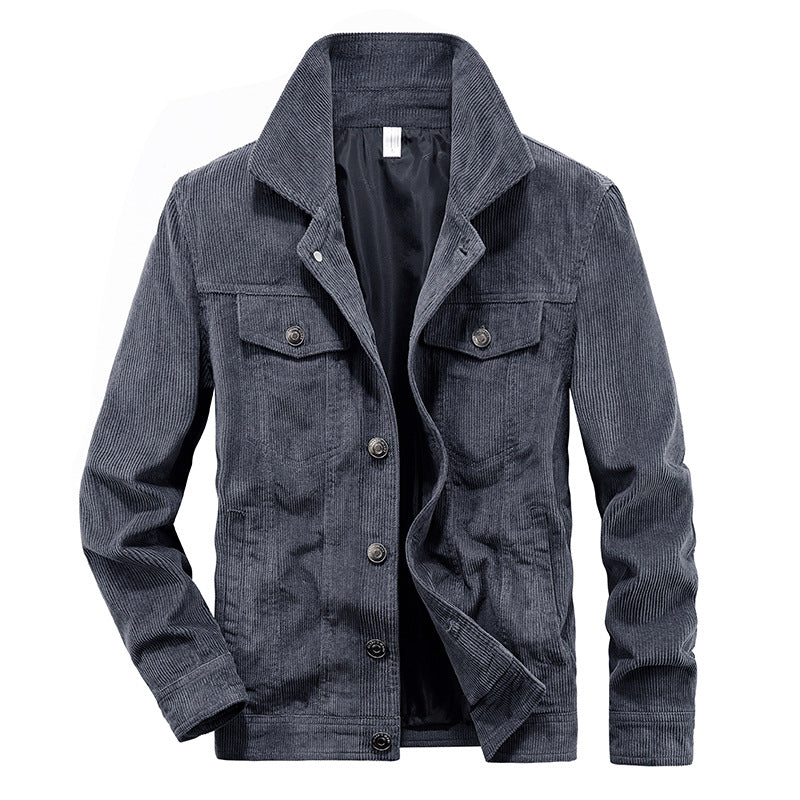 "Elegante Herren Cordjacke Vorderansicht, klassischer Cordstoff, stilvoll und funktional, perfekte Passform, vielseitig tragb