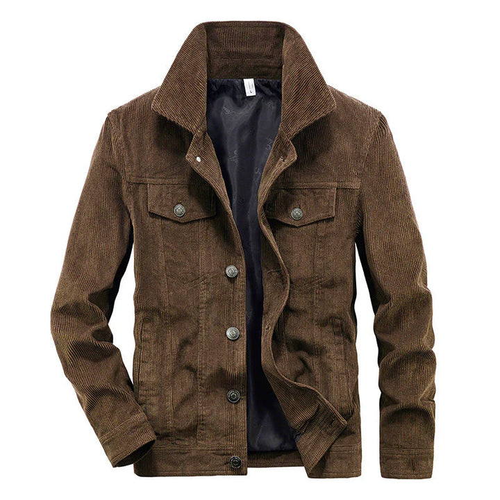 "Elegante Herren Cordjacke Vorderansicht, klassischer Cordstoff, stilvoll und funktional, perfekte Passform, vielseitig tragb