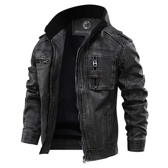 "Elegante Herren Lederjacke aus echtem Leder, schwarz, ideal für formelle Anlässe, mit klassischem Schnitt und hoher Haltbark