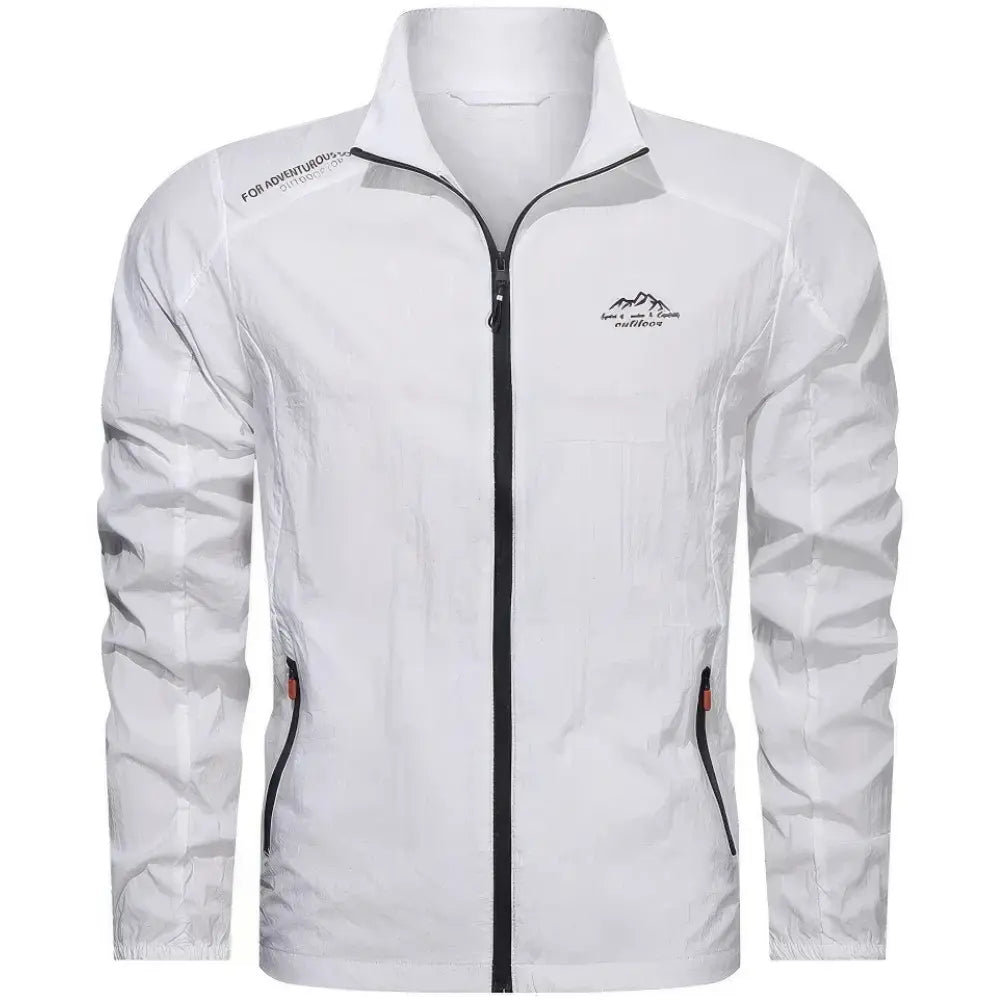 "Elegante Herren-Windjacke mit Reißverschluss, leichtes Material, ergonomischer Schnitt, ideal für Camping & Hiking."