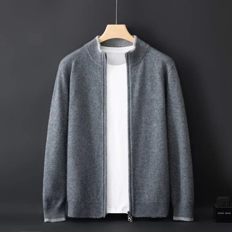 Elegante Herrenjacke aus weichem Cashmere mit Reißverschluss, ideal für kühle Tage, in zeitlosem Design für jede Gelegenheit.
