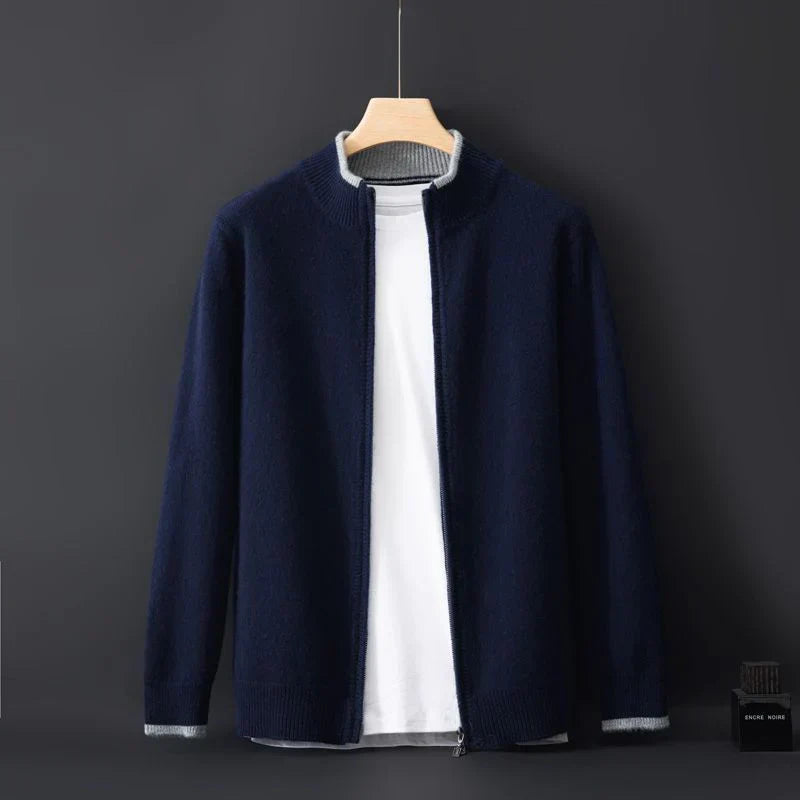 Elegante Herrenjacke aus weichem Cashmere mit Reißverschluss, ideal für kühle Tage, in zeitlosem Design für jede Gelegenheit.