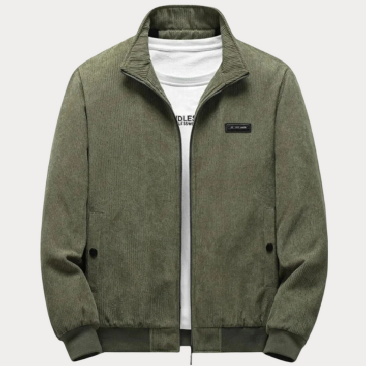 "Elegante Herrenjacke mit Stehkragen, modernem Schnitt und praktischen Seitentaschen, ideal für kühle Tage."