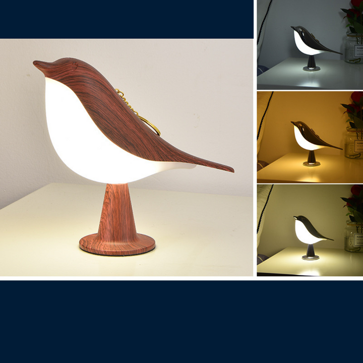 "Elegante LED Vogel Lampe, weiß, kabellos, dreistufig, modernes Design, perfekte Beleuchtung für Wohnräume"