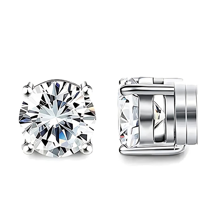 "Elegante magnetische Zirkon-Ohrringe, Kristall-Design, Unisex, glänzend silbern, komfortabler Clip-On, ohne Ohrlöcher."