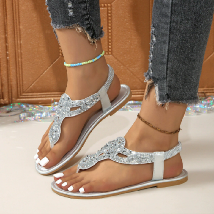 Elegante orthopädische Damen-Sandalen mit gepolsterter Sohle, in Beige, verstellbare Riemen, für Komfort und Stil.