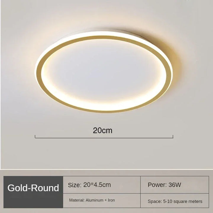Elegante skandinavische LED-Deckenleuchte, dimmbar, rund, in modernem Esszimmer, warmweißes Licht, 40 cm Durchmesser.