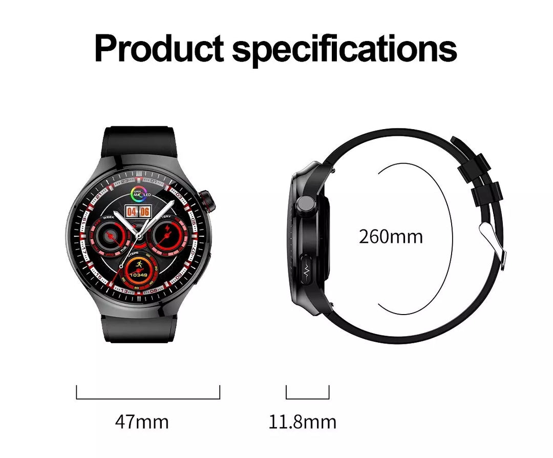 "Elegante Smartwatch mit Glukoseüberwachung und Fitnessfunktionen, stilvolles Design, ideal für Gesundheitsoptimierung"