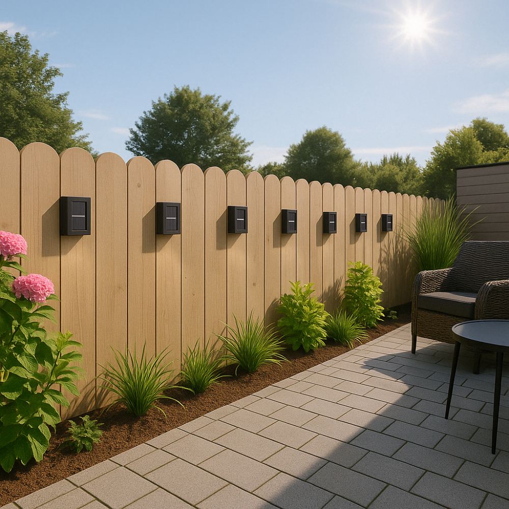 "Elegante Solar-LED-Wandlampe mit warmweißem Licht, wetterfest, solarbetrieben, ideal für Terrasse und Gartenbeleuchtung."