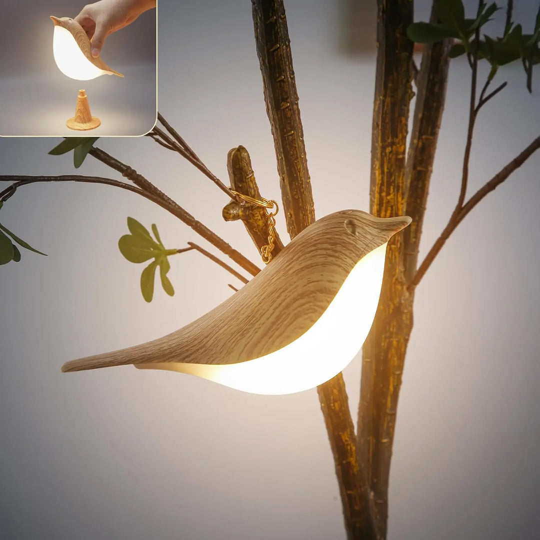 "Elegante vogelförmige Lampe mit drei LED-Leuchtstufen für flexible, energiesparende Beleuchtung und stilvolles Ambiente."