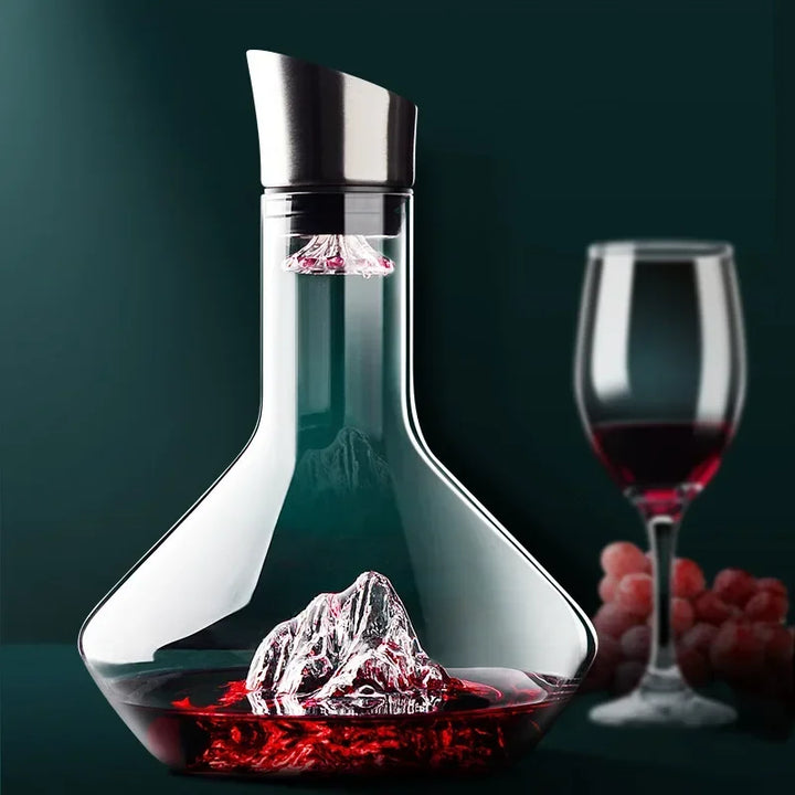 "Eleganter 1500ml Iceberg Dekanter, kreatives Kristallglasdesign, ideale Belüftung für Rotwein, Tischdekoration, bleifrei."