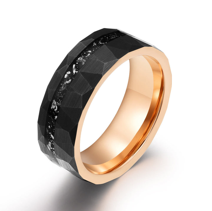 Eleganter 8mm Ring aus Wolframkarbid mit schwarzem Turmalin, minimalistisches Design, Schutz vor negativen Energien, langlebi