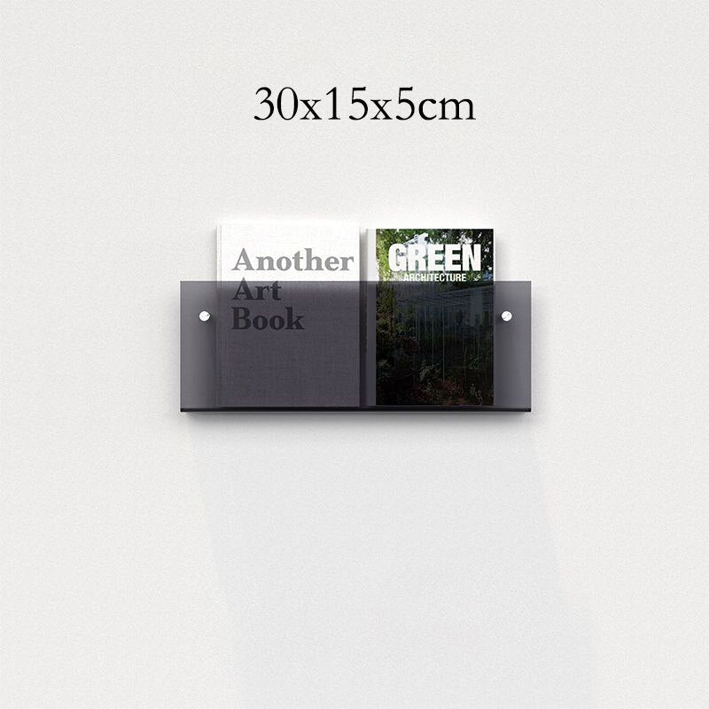 Eleganter Acryl-Magazinhalter für die Wand, schwebend, in verschiedenen Farben, ideal für moderne Wohn- und Büroräume.