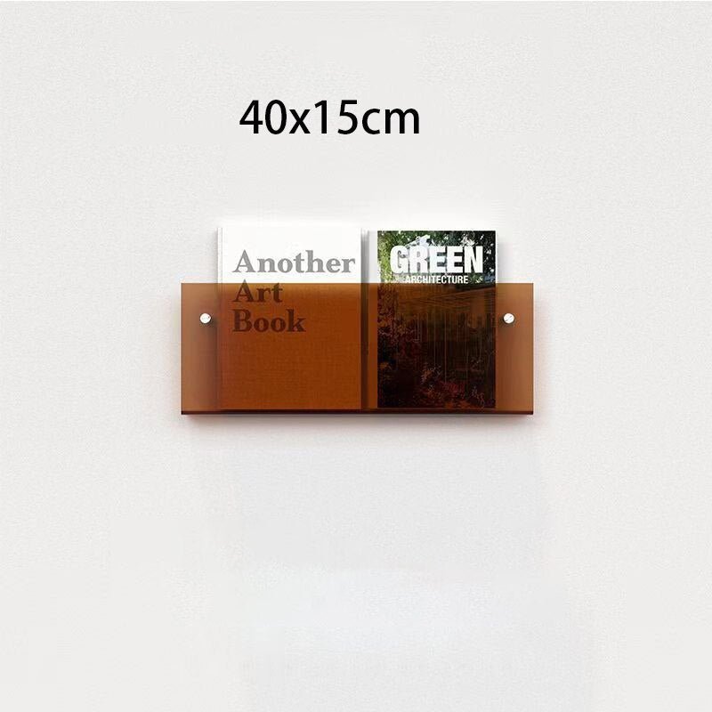 Eleganter Acryl-Magazinhalter für die Wand, schwebend, in verschiedenen Farben, ideal für moderne Wohn- und Büroräume.