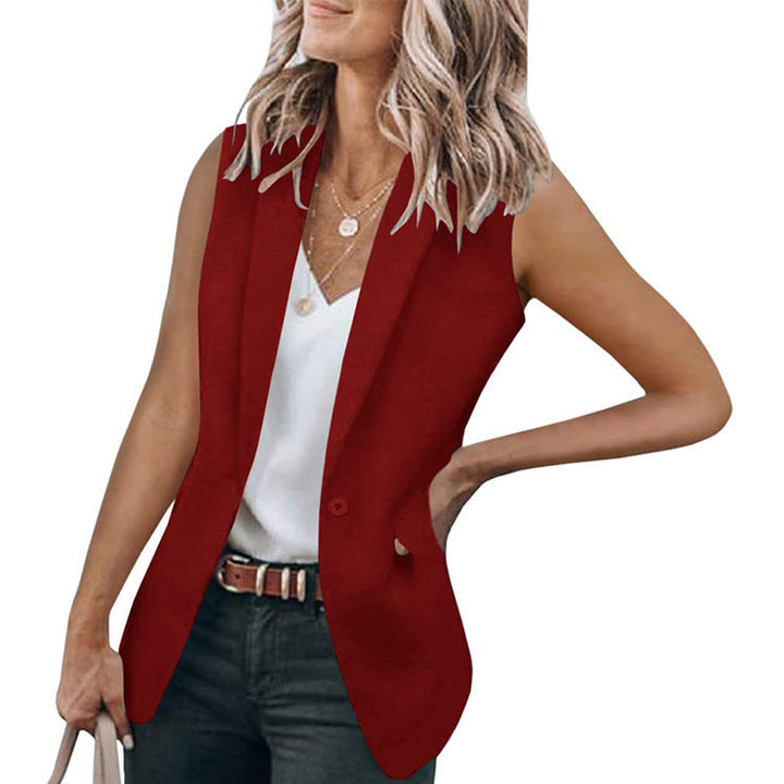 Eleganter ärmelloser Damen Blazer mit Taschen in modernem, figurbetontem Schnitt, ideal für vielseitigen Stil.