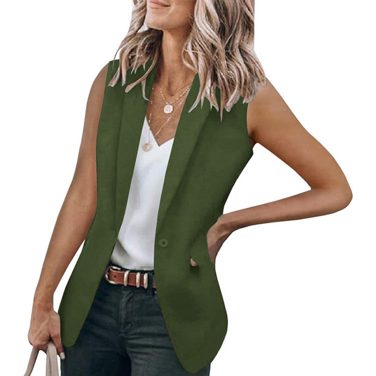 Eleganter ärmelloser Damen Blazer mit Taschen in modernem, figurbetontem Schnitt, ideal für vielseitigen Stil.