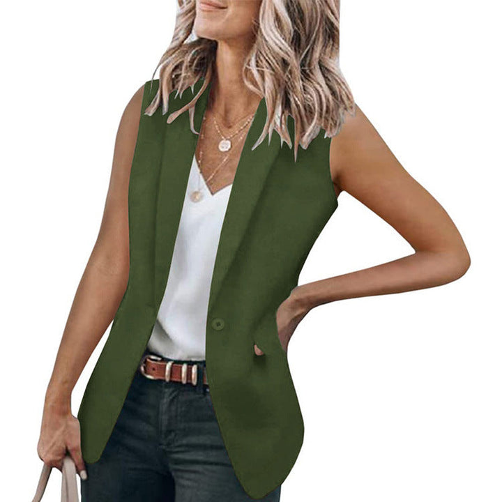 Eleganter ärmelloser Damen Blazer mit Taschen in modernem, figurbetontem Schnitt, ideal für vielseitigen Stil.
