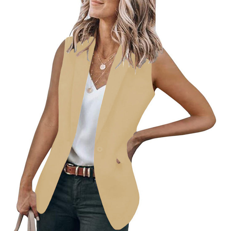 Eleganter ärmelloser Damen Blazer mit Taschen in modernem, figurbetontem Schnitt, ideal für vielseitigen Stil.