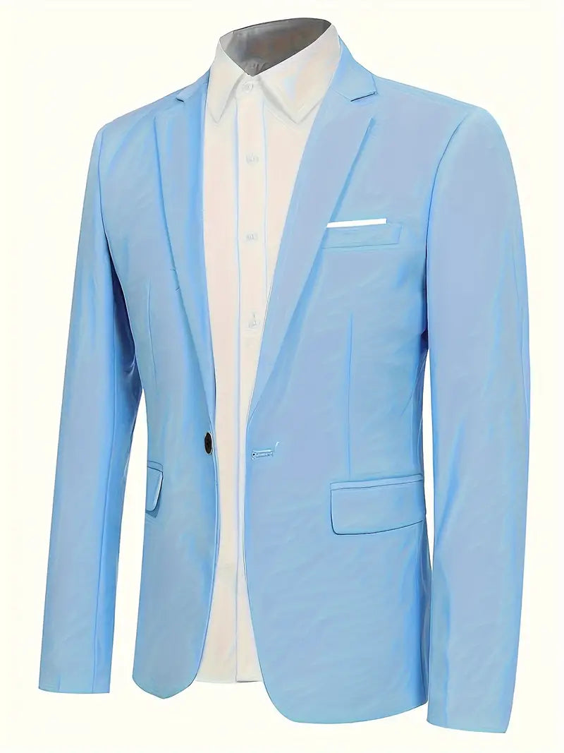 "Eleganter blauer Herrenanzug mit Business-Blazer und Hose, ideal für formelle Anlässe und moderne Gentlemen."