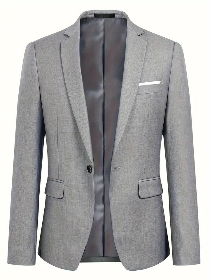 "Eleganter blauer Herrenanzug mit Business-Blazer und Hose, ideal für formelle Anlässe und moderne Gentlemen."