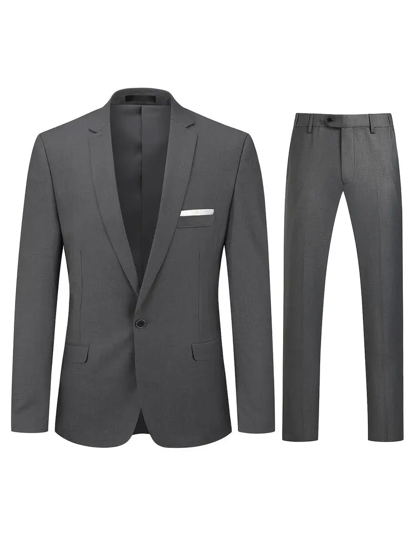 "Eleganter blauer Herrenanzug mit Business-Blazer und Hose, ideal für formelle Anlässe und moderne Gentlemen."