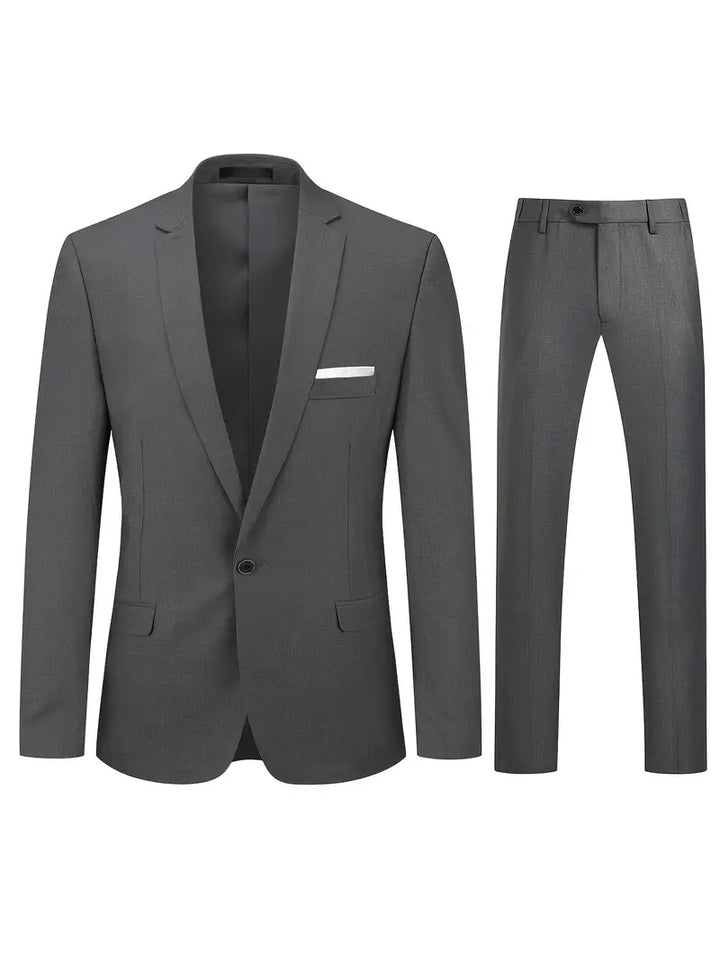 "Eleganter blauer Herrenanzug mit Business-Blazer und Hose, ideal für formelle Anlässe und moderne Gentlemen."