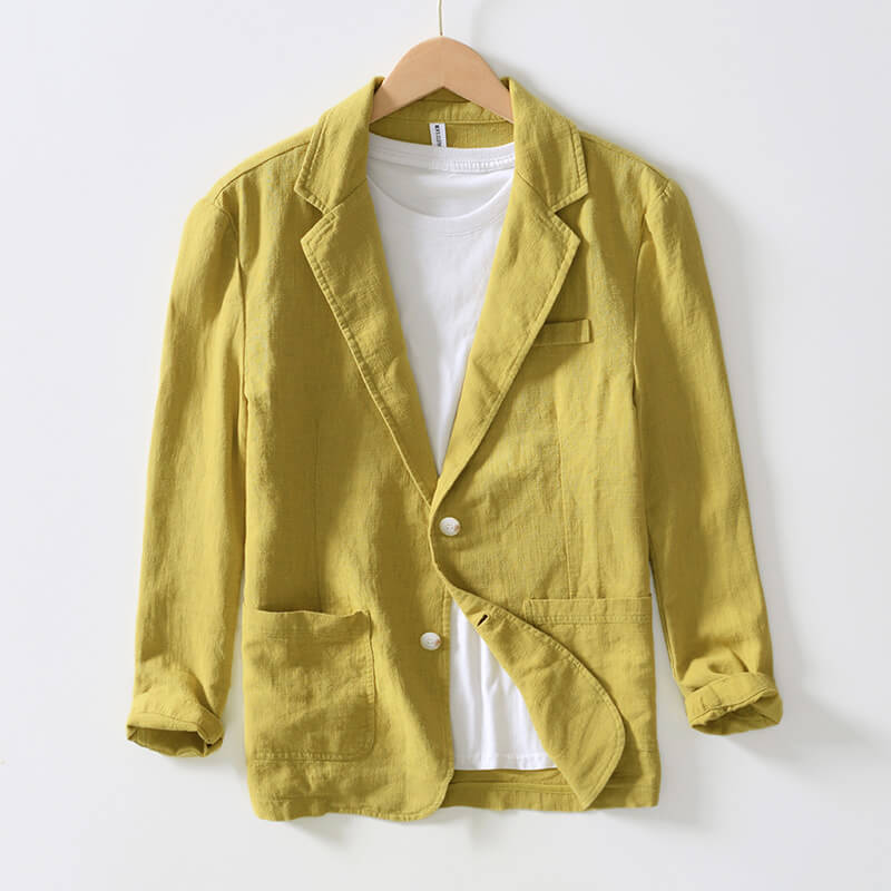 Eleganter, einfarbiger Leinenblazer für Damen mit modernem Ein-Knopf-Verschluss, ideal für Frühjahr und Sommer.