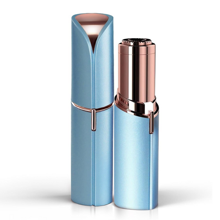 "Eleganter elektrischer Gesichtshaarentferner für Frauen, blau; ideal für präzise Haarentfernung bei empfindlicher Haut."