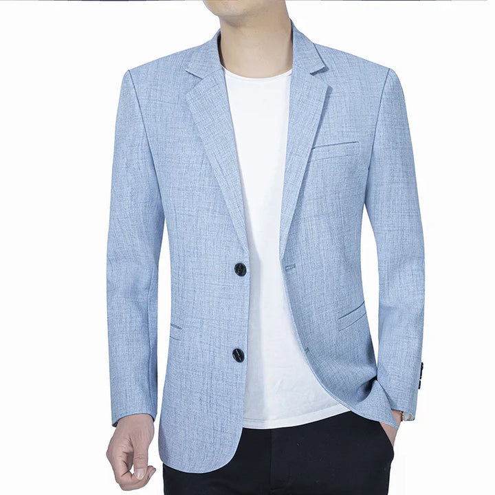 "Eleganter Herren Blazer im Vintage-Stil, einreihig, schmal geschnitten, vielseitig für formelle und lässige Anlässe."
