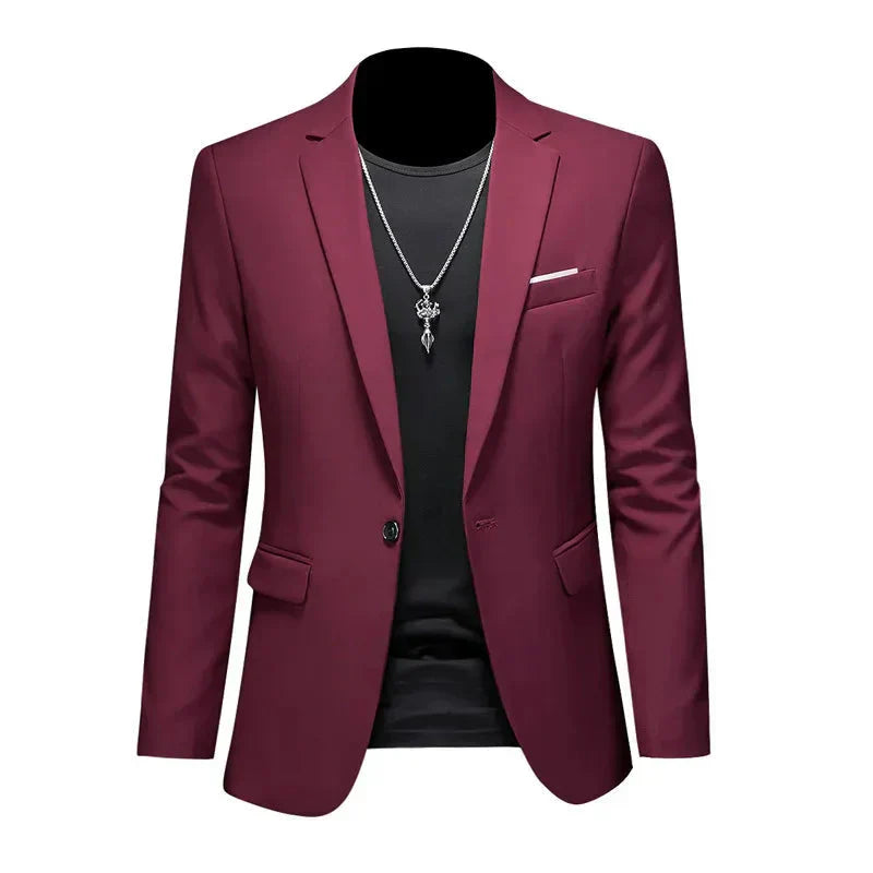 Eleganter Herren Blazer in Burgundisch, stilvoller Schnitt, ideal für Büro und Freizeit, zeitloses Design für Männer.