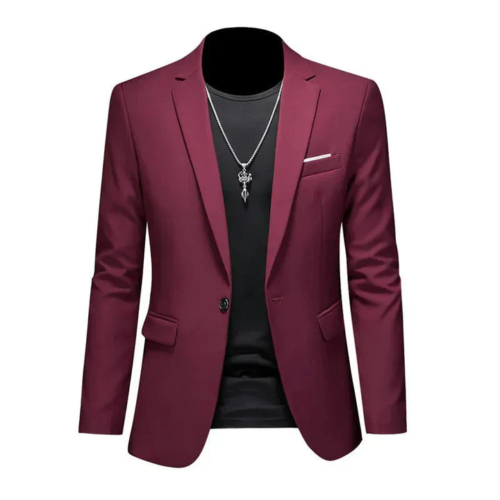 Eleganter Herren Blazer in Burgundisch, stilvoller Schnitt, ideal für Büro und Freizeit, zeitloses Design für Männer.