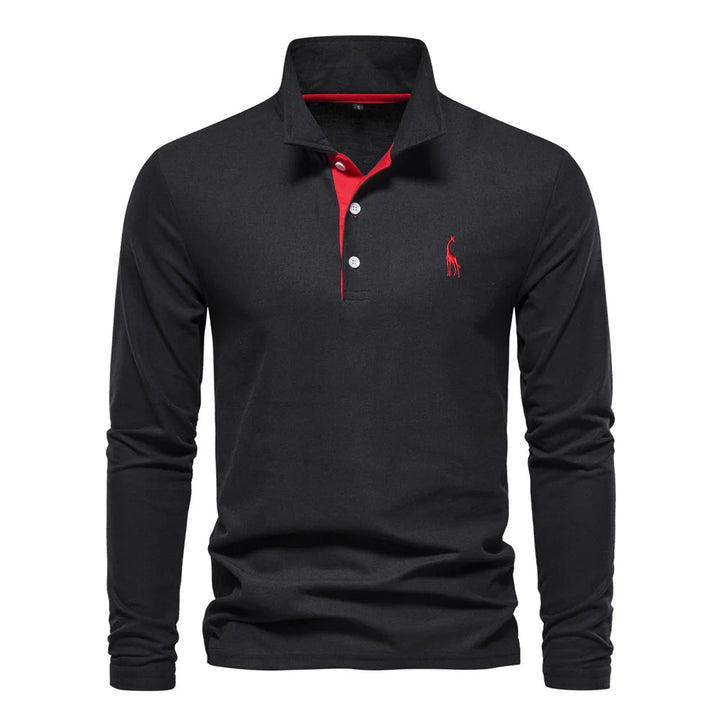 "Eleganter Herren Polo Pullover in Blau, Grau oder Grün, Langarm, hochwertiger Stoff, stilvolles und komfortables Design."