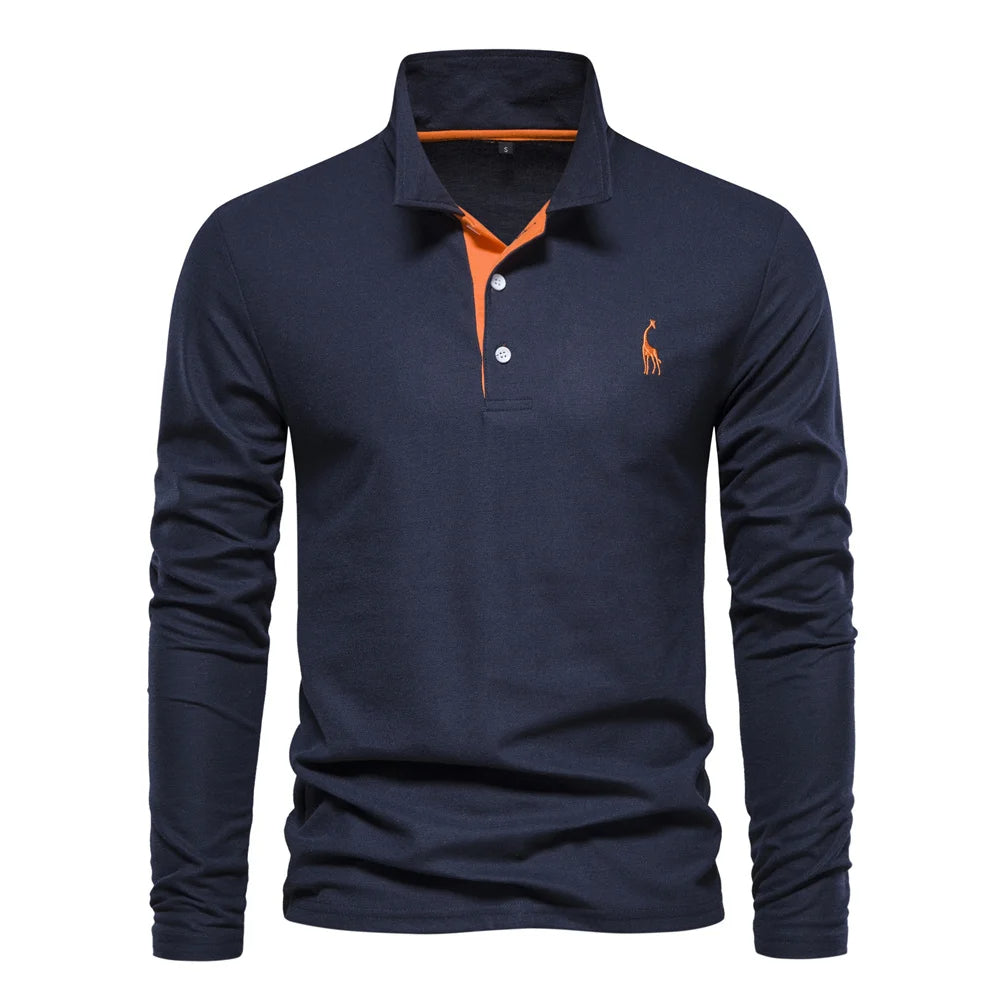 "Eleganter Herren Polo Pullover in Blau, Grau oder Grün, Langarm, hochwertiger Stoff, stilvolles und komfortables Design."