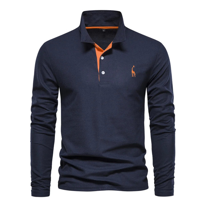 "Eleganter Herren Polo Pullover in Blau, Grau oder Grün, Langarm, hochwertiger Stoff, stilvolles und komfortables Design."
