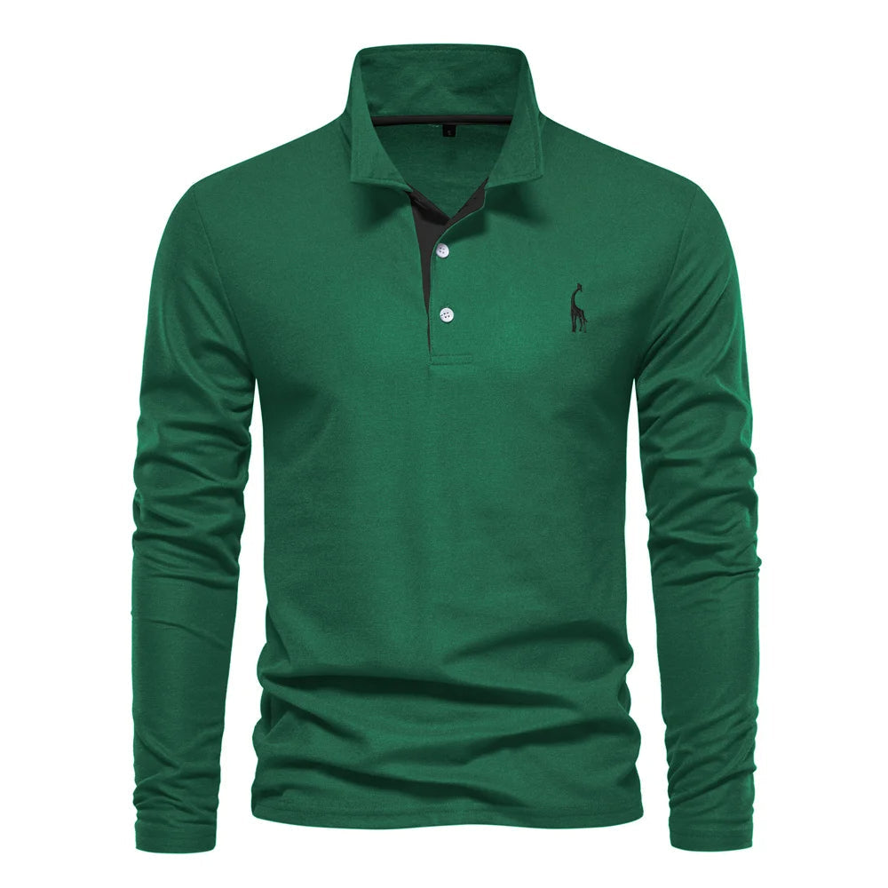 "Eleganter Herren Polo Pullover in Blau, Grau oder Grün, Langarm, hochwertiger Stoff, stilvolles und komfortables Design."